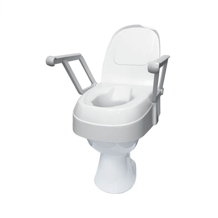 White toilet seat with armrest White toilet seat with armrest